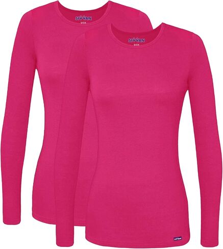 Sivvan Scrubs for Women - Long Sleeve Comfort Underscrub Tee 2-Pack in Saudi Arabia