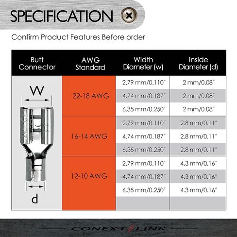 Conext Link QDUF-110R25 غير معزول مجراف سريع القطع الطرفي سلك كهربائي موصل تجعيد أنثى 25 حزمة (0.110 بوصة، مقياس 22-18) (17200) in Saudi Arabia