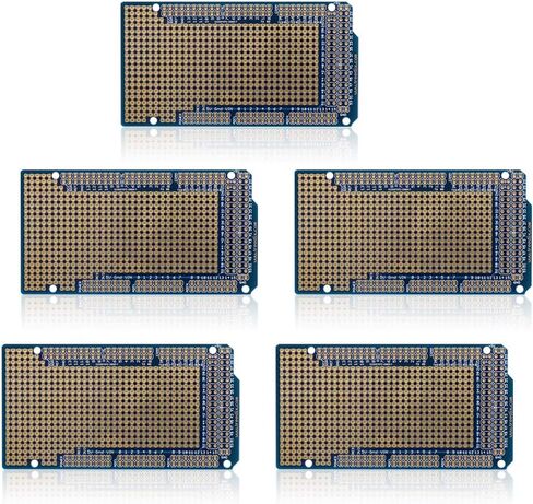 Treedix 5 pcs Prototype Shield Board Compatible with Arduino Mega 2560 Solderable Universal BreadBoard PCB Double Sided Tinned Gold Plated Holes in Saudi Arabia