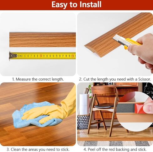 10Ft Floor Transition Strip Self Adhesive Carpet to Tile Floor Edging Trim PVC Threshold Strips, Peel and Stick Floor Joining Strip Suitable for Threshold Height Less Than 5mm(Light Brown Wood Grain) in Kuwait