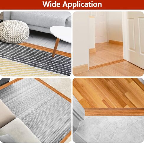 10Ft Floor Transition Strip Self Adhesive Carpet to Tile Floor Edging Trim PVC Threshold Strips, Peel and Stick Floor Joining Strip Suitable for Threshold Height Less Than 5mm(Light Brown Wood Grain) in Kuwait
