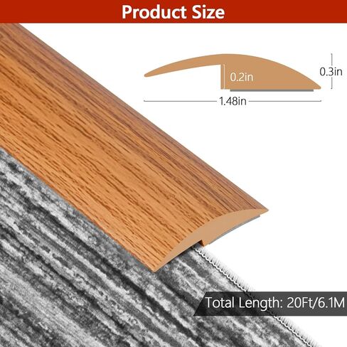 10Ft Floor Transition Strip Self Adhesive Carpet to Tile Floor Edging Trim PVC Threshold Strips, Peel and Stick Floor Joining Strip Suitable for Threshold Height Less Than 5mm(Light Brown Wood Grain) in Kuwait