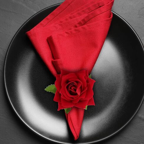 مجموعة من 24 حلقة منديل وردية لعيد الحب، حلقات منديل وردية حمراء، حلقات منديل يدوية على شكل زهرة وردية، حامل منديل زهرة وردية، حامل مناديل الزفاف، تزيين الطاولة لحفلة عيد الحب in Kuwait