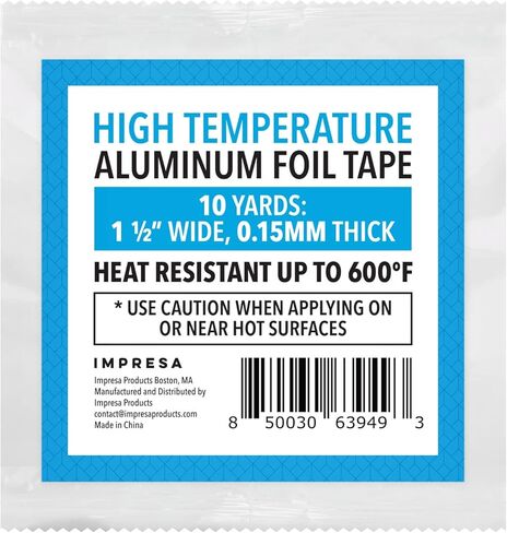 [30 قدم] شريط مقاوم للحرارة من رقائق الالومنيوم للمعادن والبلاستيك والزجاج - 10 ياردات، سمك 0.15 ملم، عرض 1.5 انش، شريط فرن، شريط مجفف، شريط شواء in Kuwait