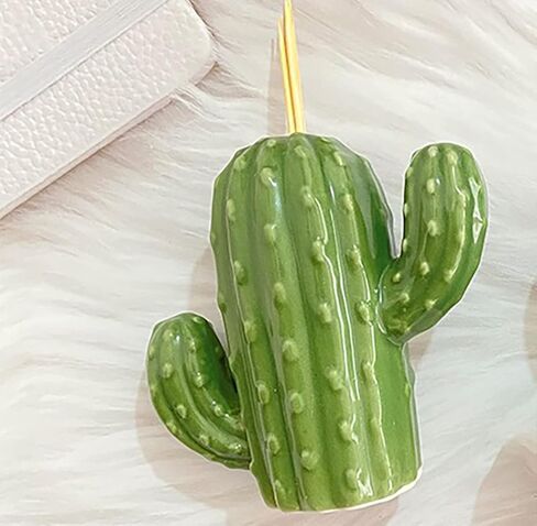 علب حامل أعواد الأسنان YILIUJIU تصميم موزع أعواد الأسنان الخزفية | حامل لطيف ومبتكر لهدايا رأس السنة وعيد الميلاد وعيد الميلاد (الصبار) in Kuwait