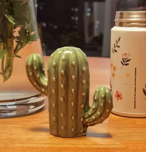 علب حامل أعواد الأسنان YILIUJIU تصميم موزع أعواد الأسنان الخزفية | حامل لطيف ومبتكر لهدايا رأس السنة وعيد الميلاد وعيد الميلاد (الصبار) in Kuwait