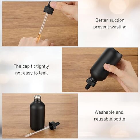 50 عبوة من زجاجات قطارة زجاجية سوداء سعة 4 اونصة قابلة لاعادة الملء مع قطارة دائرية لتوزيع الزيوت العطرية والعطور والمختبر والسفر والمنزل in Kuwait