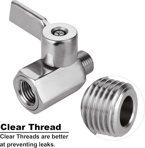 ABuff 3 قطعة صمام كروي من الفولاذ المقاوم للصدأ 1/4 "NPT ذكر x NPT أنثى صمامات كروية صغيرة صمام الإغلاق مع مقبض من الفولاذ المقاوم للصدأ in Kuwait