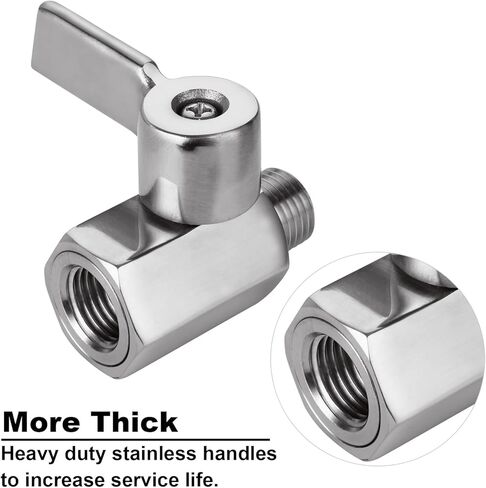 ABuff 3 قطعة صمام كروي من الفولاذ المقاوم للصدأ 1/4 "NPT ذكر x NPT أنثى صمامات كروية صغيرة صمام الإغلاق مع مقبض من الفولاذ المقاوم للصدأ in Kuwait
