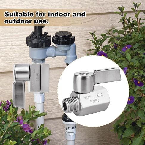 ABuff 3 قطعة صمام كروي من الفولاذ المقاوم للصدأ 1/4 "NPT ذكر x NPT أنثى صمامات كروية صغيرة صمام الإغلاق مع مقبض من الفولاذ المقاوم للصدأ in Kuwait