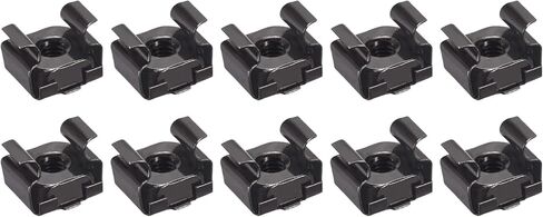 صواميل قفص METALLIXITY (M4x14mm) 10 قطع، أقفاص الأجهزة ذات الفتحات المربعة المطلية بالزنك من الفولاذ الكربوني - لرف خزانة رف الخادم، أسود in Kuwait