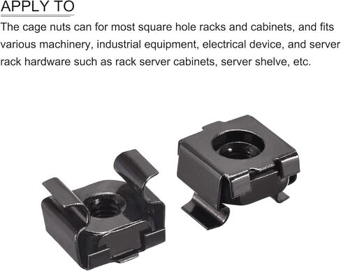 صواميل قفص METALLIXITY (M4x14mm) 10 قطع، أقفاص الأجهزة ذات الفتحات المربعة المطلية بالزنك من الفولاذ الكربوني - لرف خزانة رف الخادم، أسود in Kuwait