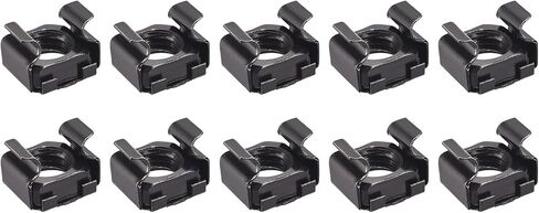 صواميل قفص METALLIXITY (M10x17mm) 10 قطع، أقفاص الأجهزة ذات الفتحات المربعة المطلية بالزنك والفولاذ الكربوني - لرف خزانة رف الخادم، أسود in Kuwait