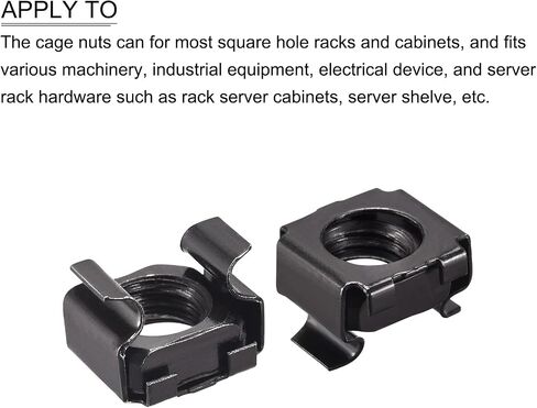 صواميل قفص METALLIXITY (M10x17mm) 10 قطع، أقفاص الأجهزة ذات الفتحات المربعة المطلية بالزنك والفولاذ الكربوني - لرف خزانة رف الخادم، أسود in Kuwait