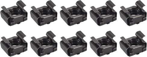 صواميل قفص METALLIXITY (M6x13.5mm) 10 قطع، أقفاص الأجهزة ذات الفتحات المربعة المطلية بالزنك والفولاذ الكربوني - لرف خزانة رف الخادم، أسود in Kuwait