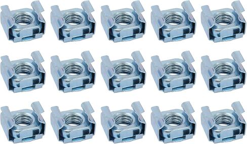 صواميل قفص METALLIXITY (M8x17mm) 15 قطعة، 65Mn رف فولاذي زنبركي مثبت بفتحة مربعة صواميل قفص - لرف خزانة رف الخادم، لون فضي in Kuwait