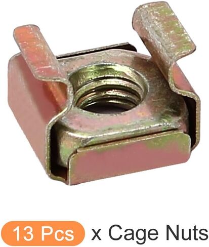 METALLIXITY Cage Nuts (M6x9mm) 13Pcs, Metal Rack Mount Square Hole Hardware Cage Nuts - for Server Rack Cabinet Shelve, Bronze Tone in Saudi Arabia