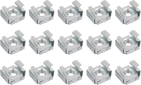 صواميل قفص METALLIXITY (M8x17mm) 15 قطعة، قفص الأجهزة ذو الفتحة المربعة المطلية بالزنك من الفولاذ الكربوني - لرف خزانة رف الخادم، لون فضي in Kuwait