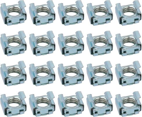 صواميل قفص METALLIXITY (M10x16.5mm) 20 قطعة، قفص الأجهزة ذو الفتحة المربعة المطلية بالزنك من الفولاذ الكربوني - لرف خزانة رف الخادم، لون فضي in Kuwait