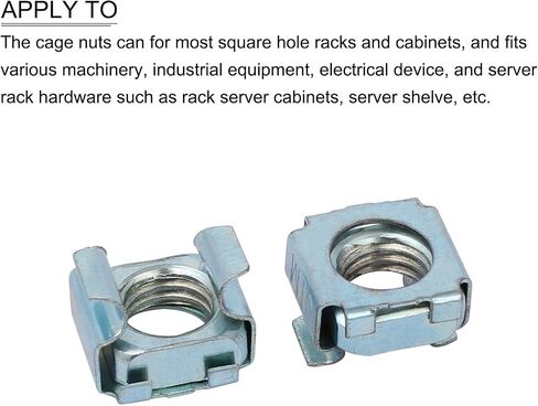 صواميل قفص METALLIXITY (M10x16.5mm) 20 قطعة، قفص الأجهزة ذو الفتحة المربعة المطلية بالزنك من الفولاذ الكربوني - لرف خزانة رف الخادم، لون فضي in Kuwait