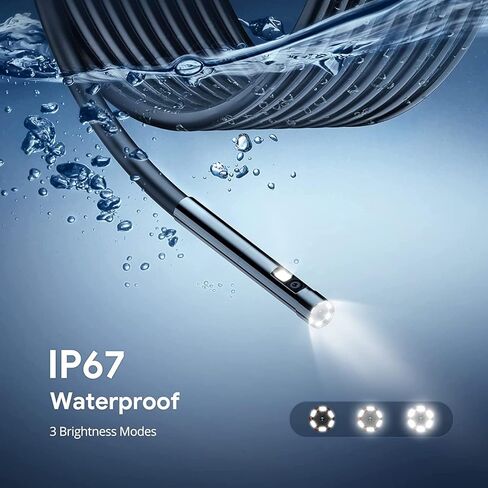 DEPSTECH عدسة مزدوجة Borescope، كاميرا فحص فيديو 0.21 بوصة، كاميرا منظار 1080P مع ضوء، كاميرا مجاري مع شاشة LCD مقاس 4.3 بوصة، 7 مصابيح LED، كابل شبه صلب بطول 16.5 قدم، بطاقة 32 جيجابايت in Kuwait