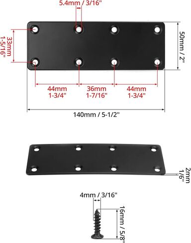 لوحة إصلاح مسطحة من QWORK، 20 قطعة 5-1/2 بوصة × 2 بوصة إصلاح دعامة معدنية مستقيمة لتثبيت دعامة الربط، الزاوية اليمنى، موصل دعامة مسطحة مع براغي، لأرفف خزانة الأثاث الخشبي in Kuwait