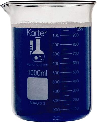 Glass Low Form Beaker Set, 3.3 Boro. Glass, Double Scale, 3 Sizes - 600, 1000, and 2000ml, Karter Scientific 233Y2 in Saudi Arabia
