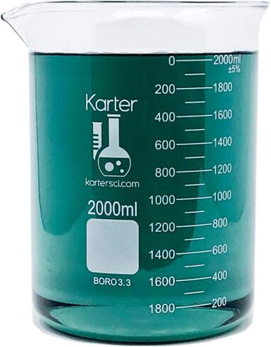 Glass Low Form Beaker Set, 3.3 Boro. Glass, Double Scale, 3 Sizes - 600, 1000, and 2000ml, Karter Scientific 233Y2 in Saudi Arabia