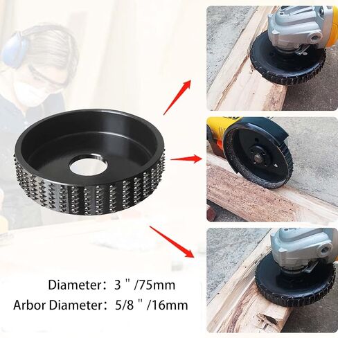 4 Pack Carbide Grinding Wheel Disc, Wood Carving Disc Set for 4" or 4 1/2" Angle Grinder with 5/8" Arbor, Angle Grinder Disc Set for Wood Cutting Shaping Polishing,(Black) in Kuwait