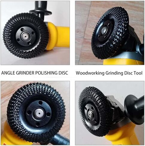 4 Pack Carbide Grinding Wheel Disc, Wood Carving Disc Set for 4" or 4 1/2" Angle Grinder with 5/8" Arbor, Angle Grinder Disc Set for Wood Cutting Shaping Polishing,(Black) in Kuwait
