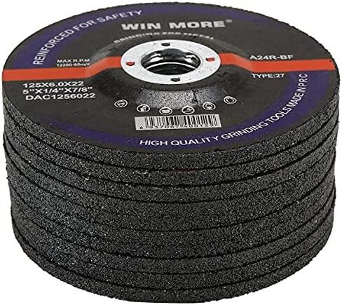 Win More 5" Grinding Wheels, Aluminum Oxide Double Nets Grinding Disc, 5"x 1/4"x 7/8-10 Pack for Angle Grinders in Saudi Arabia