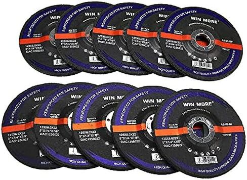 Win More 5" Grinding Wheels, Aluminum Oxide Double Nets Grinding Disc, 5"x 1/4"x 7/8-10 Pack for Angle Grinders in Saudi Arabia