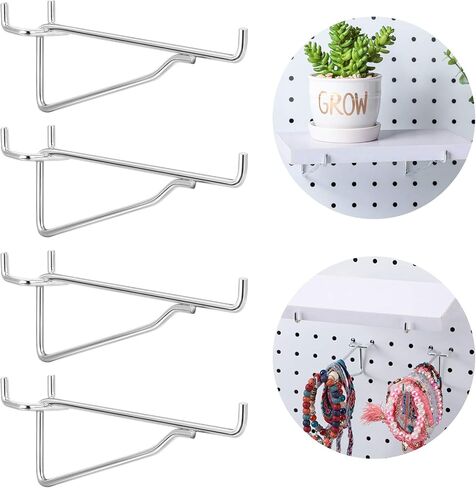 رف أدوات خطافات معدنية على شكل لوح ربط من Peghooks منظم لوحة ربط لطاولة العمل والمطبخ ومتجر الحرف اليدوية ومتجر البيع بالتجزئة والمكاتب والمطبخ، يناسب 1/8،3/16 و1/8 Pegboard (8 قطع، 6 بوصات) in Kuwait