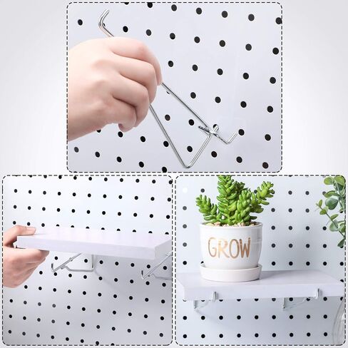 رف أدوات خطافات معدنية على شكل لوح ربط من Peghooks منظم لوحة ربط لطاولة العمل والمطبخ ومتجر الحرف اليدوية ومتجر البيع بالتجزئة والمكاتب والمطبخ، يناسب 1/8،3/16 و1/8 Pegboard (8 قطع، 6 بوصات) in Kuwait