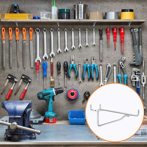 رف أدوات خطافات معدنية على شكل لوح ربط من Peghooks منظم لوحة ربط لطاولة العمل والمطبخ ومتجر الحرف اليدوية ومتجر البيع بالتجزئة والمكاتب والمطبخ، يناسب 1/8،3/16 و1/8 Pegboard (8 قطع، 6 بوصات) in Kuwait