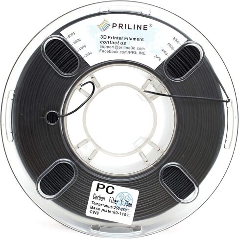 PRILINE Carbon Fiber Polycarbonate 1KG 1.75 3D Printer Filament, 1kg 1.75 mm,Black in Saudi Arabia
