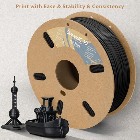 DURAMIC 3D PLA Plus Filament 1.75 مم أبيض 1 كجم، 1.75 PLA Pro 3D خيوط الطابعة 8 مرات قوة، 1 كجم من الورق المقوى بكرة طباعة ثلاثية الأبعاد دقة الأبعاد 99% +/- 0.03 مم in Kuwait