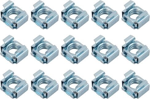 صواميل قفص METALLIXITY (M10x17mm) 15 قطعة، 65Mn حامل فولاذي زنبركي مثبت بفتحة مربعة صواميل قفص - لرف خزانة رف الخادم، لون فضي in Saudi Arabia