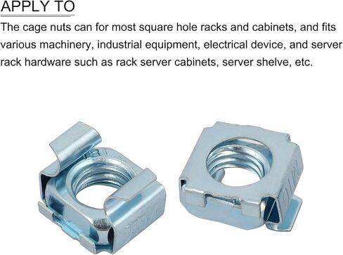 صواميل قفص METALLIXITY (M10x17mm) 15 قطعة، 65Mn حامل فولاذي زنبركي مثبت بفتحة مربعة صواميل قفص - لرف خزانة رف الخادم، لون فضي in Saudi Arabia
