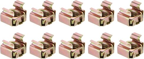 صواميل قفص METALLIXITY (M10x17mm) 10 قطع، أقفاص الأجهزة ذات الفتحات المربعة المطلية بالزنك من الفولاذ الكربوني - لرف خزانة رف الخادم، لون نحاسي in Saudi Arabia