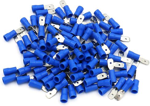 Baomain Blue Male Insulated Spade Wire Connector Electrical Crimp Terminal 16-14 AWG 4.8 x 0.5mm Pack of 100 in Saudi Arabia