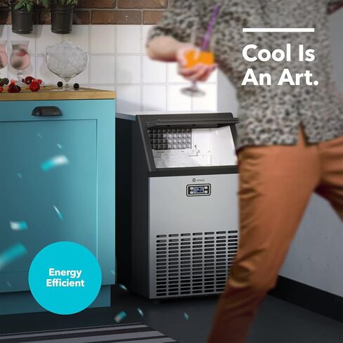 Vremi Commercial Grade Ice Maker - Produces 99 Pounds of Ice in 24 Hrs with 29 Pounds Storage Bin - Stainless Steel, Freestanding Automatic Clear Cube Ice Making Machine Perfect for Home or Business in Kuwait