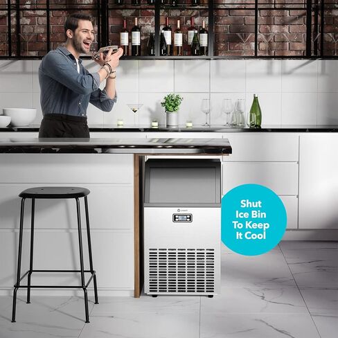 Vremi Commercial Grade Ice Maker - Produces 99 Pounds of Ice in 24 Hrs with 29 Pounds Storage Bin - Stainless Steel, Freestanding Automatic Clear Cube Ice Making Machine Perfect for Home or Business in Kuwait