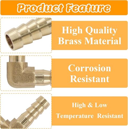 5Pcs 1/4 Inch Brass Hose Barb Elbow 90 Degree L Right Angle Elbow 6mm Hose ID Barb Reducer Union Water/Fuel/Air in Kuwait