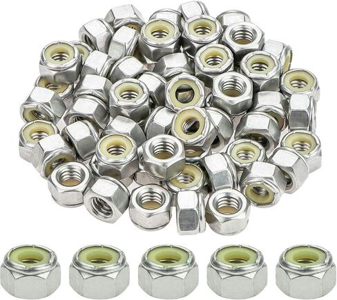 Powlankou 60 Pieces 5/16"-18 Nylon Insert Hex Lock Nuts, 304 Stainless Steel in Saudi Arabia