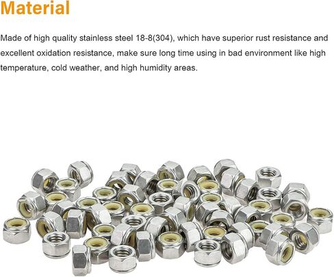 Powlankou 60 Pieces 5/16"-18 Nylon Insert Hex Lock Nuts, 304 Stainless Steel in Saudi Arabia