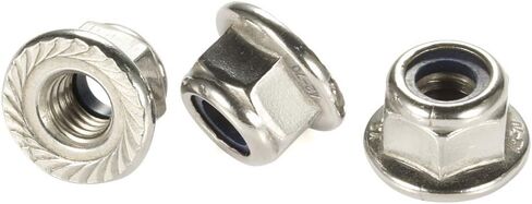 M12 Serrated Flange Nylon Insert Lock Nuts Flanged Locknuts, Stainless Steel 18-8, Bright Finish, Pack of 5 in Saudi Arabia