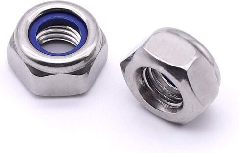 M6-1.0 (100 pcs) Nylon Insert Hex Lock Nuts 304 Stainless Steel 18-8 Locknut, Bright Finish, DIN985 in Kuwait