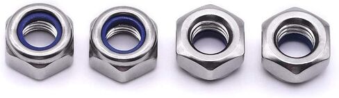 M6-1.0 (100 pcs) Nylon Insert Hex Lock Nuts 304 Stainless Steel 18-8 Locknut, Bright Finish, DIN985 in Kuwait