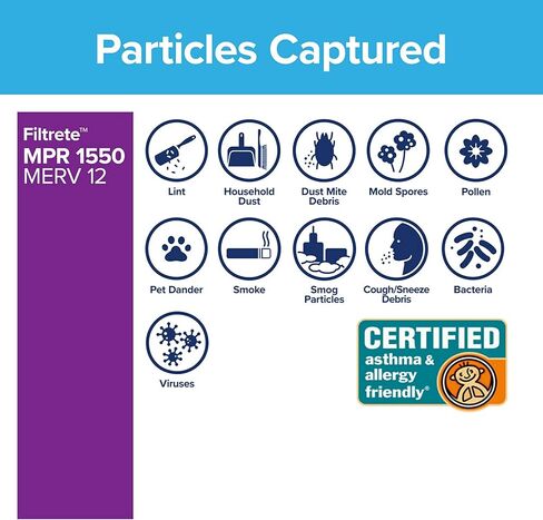Filtrete 16x25x5, AC Furnace Air Filter, MPR 1550 DP, Healthy Living Ultra Allergen Deep Pleat, 1-Pack (actual dimensions 15.75 x 24.13 x 4.88) in Kuwait